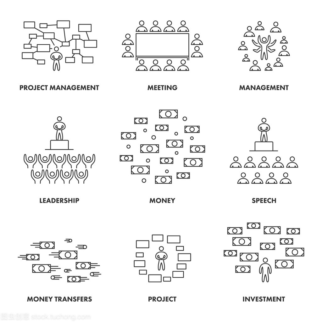 會議、 管理和投資的線性概念